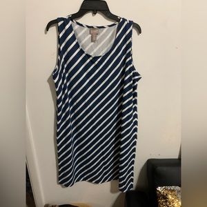 Chico Blue and White Diagonal Striped Sundress Sz Plus 2